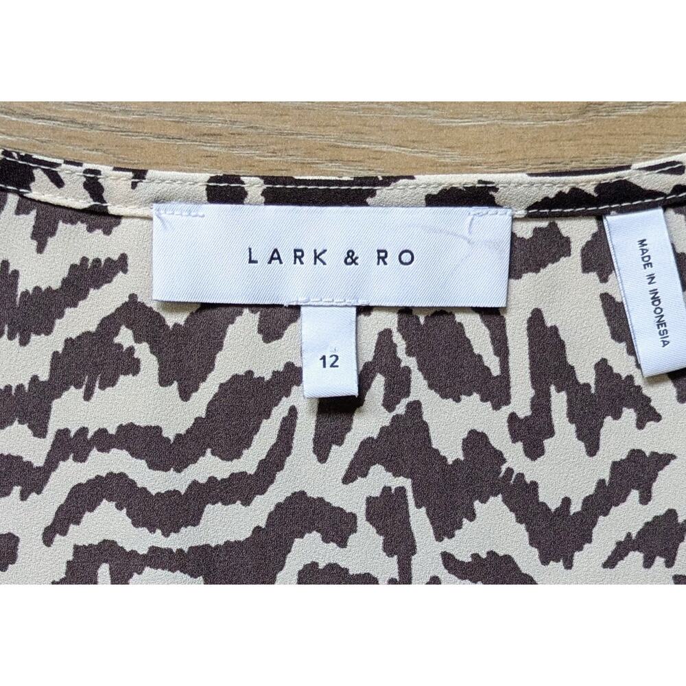 Lark & Ro Sleeveless Blouse Tank Shell 12 Black Beige Zebra Print Career Classic - Picture 8 of 10